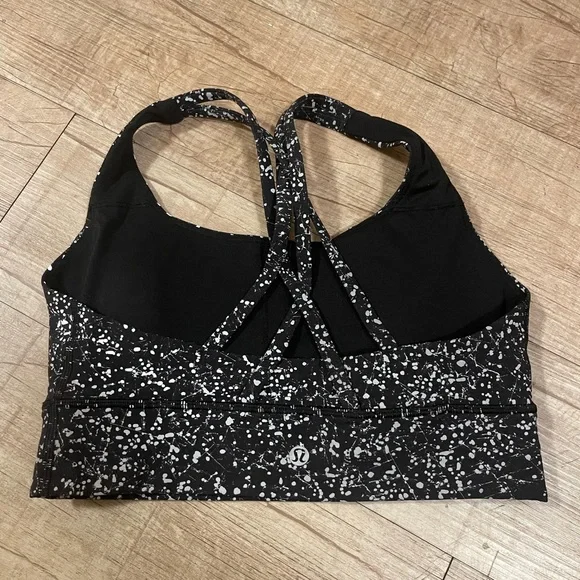 Lululemon Energy Reflective Long-Line Bra B–D Crinkle Dust ReflectiveWhite Multi
